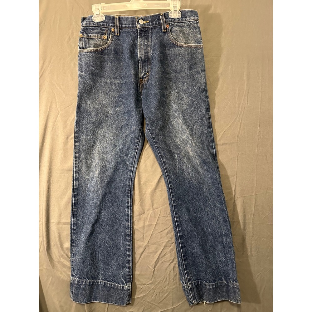 Levis 517 Boot Cut Jeans Mens 33x32 Medium Wash Blue Denim Custom Hem 31x27